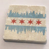 Chicago Flag Travertine Coaster