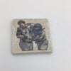 Handcrafted Travertine Coaster Set - White Sox & Cubs Fan Cave Decor