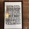 11x17 Framed Queen Songs Print Glass